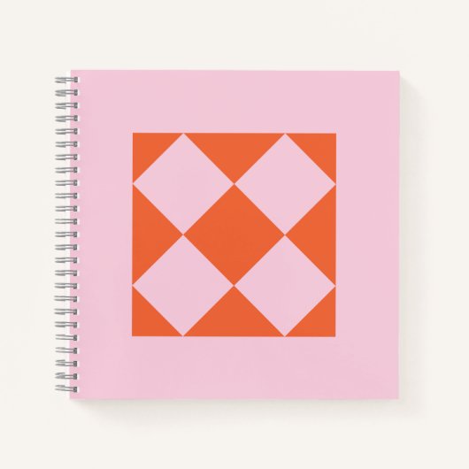 Vibrant Coral & Pastel Pink Geometric Notebook ノートブック (正面)