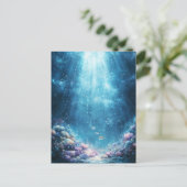 Vibrant Coral Reef and Underwater Sunlight Beams ポストカード (スタンド正面)