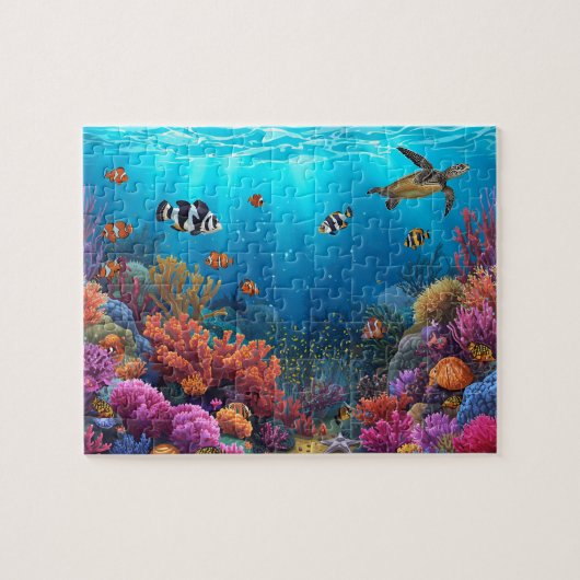 Vibrant Coral Reef Sea Turtle Scene ジグソーパズル (横)