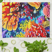 Vibrant Coral Reef Sea Wonder Art キッチンタオル (折り畳み)