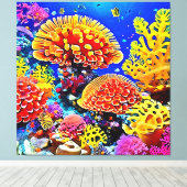 Vibrant Coral Reef Sea Wonder Art キャンバスプリント (インサイチュ (ウッドフロア))