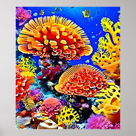 Vibrant Coral Reef Sea Wonder Art ポスター (正面)