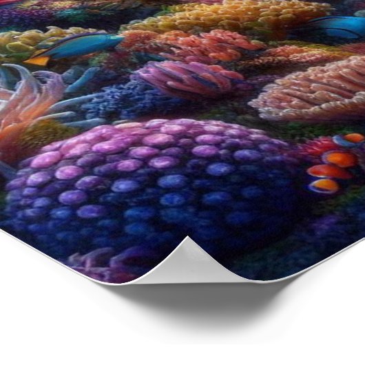 Vibrant Coral Reef with Vivid Clownfish ポスター (角)