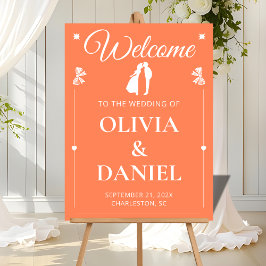 Vibrant Coral Wedding Greeting Sign アクリルサイン