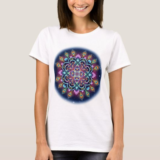 Vibrant Cosmic Mandala Art Tシャツ (正面)