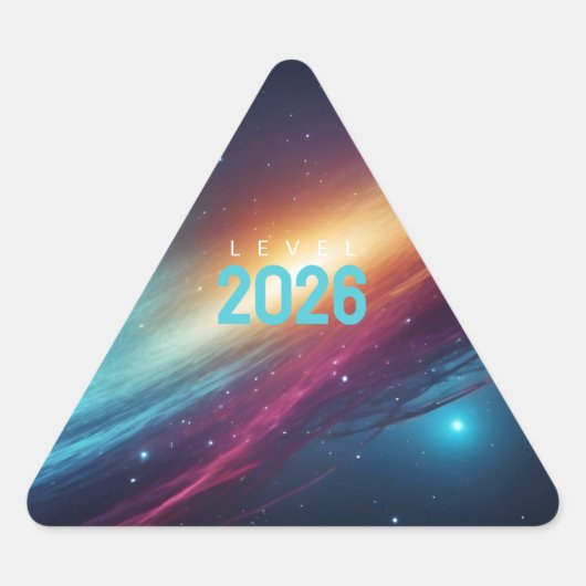 Vibrant Cosmic Space Neon Abstract Glowing Galaxy 三角形シール (正面)