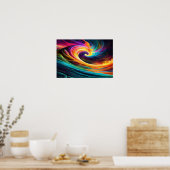 Vibrant Cosmic Swirl Energy Abstract Art ポスター (キッチン)
