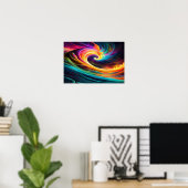 Vibrant Cosmic Swirl Energy Abstract Art ポスター (ホームオフィス)