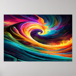 Vibrant Cosmic Swirl Energy Abstract Art ポスター