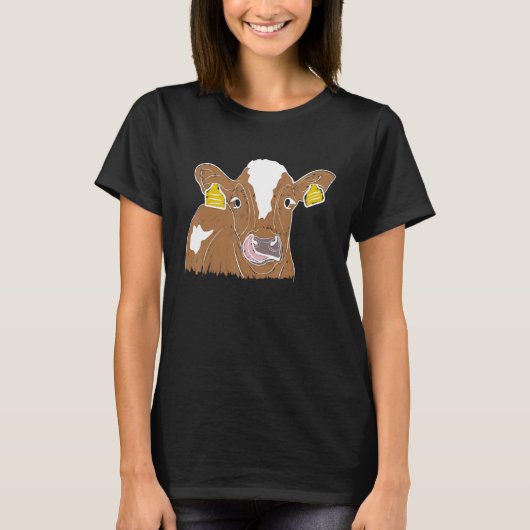 Vibrant Cow Illustration Tシャツ (正面)
