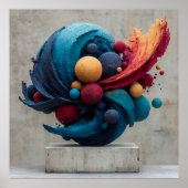 Vibrant Cracked Sphere Explosive Color Sculpture ポスター (正面)