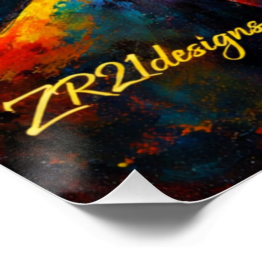 Vibrant Cubist Face Abstract Modern Art Poster ポスター (コーナー)