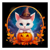 Vibrant cute kitten halloween ポスター (正面)