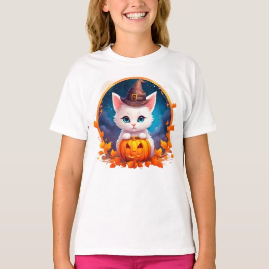 Vibrant cute kitten halloween tシャツ (正面)