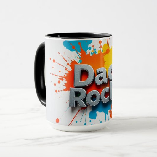 Vibrant Dad Rocks Splash コーヒーマグカップ（カスタマイズ可能) マグカップ (正面左)