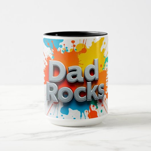 Vibrant Dad Rocks Splash Coffee Mug | Customizable マグカップ (中央)