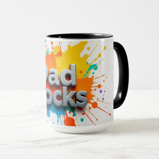 Vibrant Dad Rocks Splash Coffee Mug | Customizable マグカップ (正面右)
