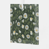 Vibrant Daisy Pattern with Lush Green Accents ガラスオーナメント (正面左)