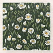 Vibrant Daisy Pattern with Lush Green Accents