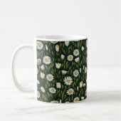 Vibrant Daisy Pattern with Lush Green Accents コーヒーマグカップ (左)