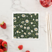Vibrant Daisy Pattern with Lush Green Accents スタンダードカクテルナプキン (インサイチュ)