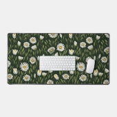 Vibrant Daisy Pattern with Lush Green Accents デスクマット (キーボード&マウス)