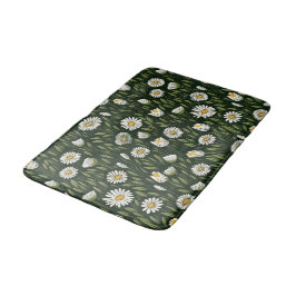 Vibrant Daisy Pattern with Lush Green Accents バスマット