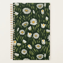 Vibrant Daisy Pattern with Lush Green Accents プランナー手帳