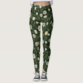 Vibrant Daisy Pattern with Lush Green Accents レギンス (正面)