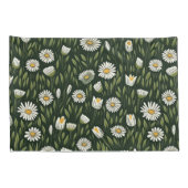 Vibrant Daisy Pattern with Lush Green Accents 枕カバー (裏面-右)
