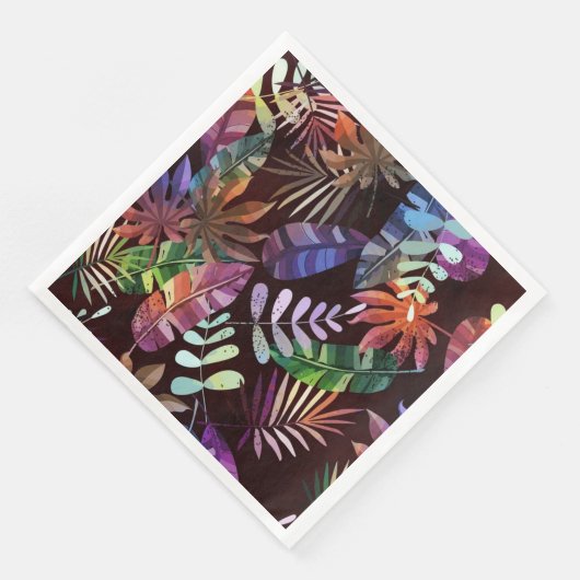 Vibrant Dark Tropical Leaf Pattern Paper Napkin (コーナー)