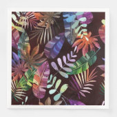 Vibrant Dark Tropical Leaf Pattern Paper Napkin (正面)