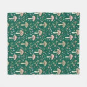 Vibrant Deep Emerald Fungi Cozy Dark Green フリースブランケット (正面(横))