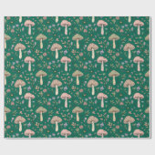 Vibrant Deep Emerald Green Fungi Seamless Pattern ラッピングペーパー (フラット)