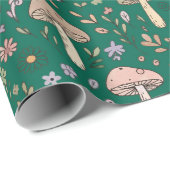 Vibrant Deep Emerald Green Fungi Seamless Pattern ラッピングペーパー (ロールコーナー)