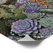 Vibrant Desert Bloom Cactus & Succulents Mosaic Wa ポスター (角)
