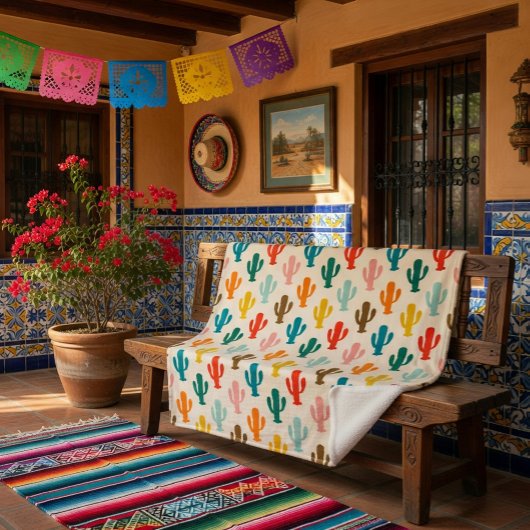 Vibrant Desert Botanical Throw Blanket  シェルパブランケット