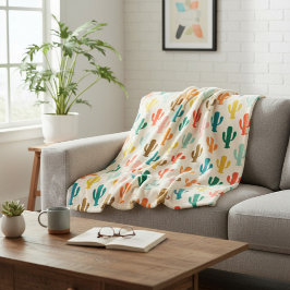 Vibrant Desert Botanical Throw Blanket  フリースブランケット