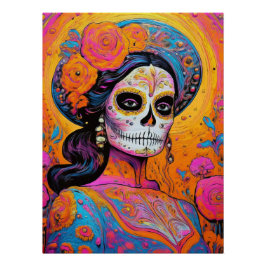 Vibrant Dia de los Muertos in Charro Outfi ポスター