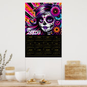 Vibrant Día de los Muertos Sugar Skull Art  ポスター (キッチン)