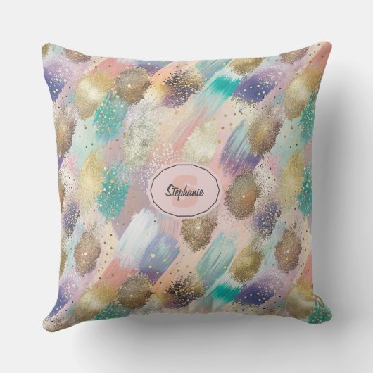 Vibrant Diagonal Brushstroke Pattern クッション (裏面)