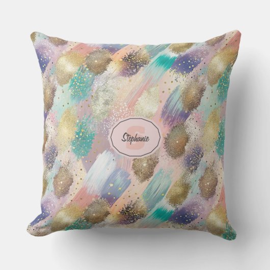 Vibrant Diagonal Brushstroke Pattern クッション (正面)