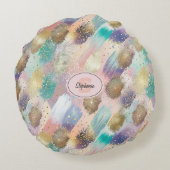 Vibrant Diagonal Brushstroke Pattern ラウンドクッション (裏面)