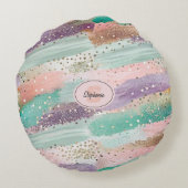 Vibrant Diagonal Brushstroke Pattern (2) ラウンドクッション (裏面)