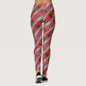 Vibrant Diagonal Christmas Plaid Red Green レギンス (裏面)