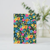 Vibrant Ditsy Flowers Floral Pattern-43785 ポストカード (スタンド正面)