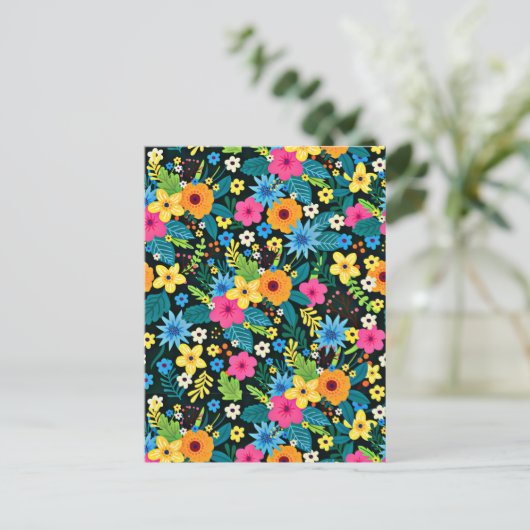Vibrant Ditsy Flowers Floral Pattern-43785 ポストカード (スタンド正面)