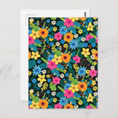 Vibrant Ditsy Flowers Floral Pattern-43785 ポストカード (正面/裏面)