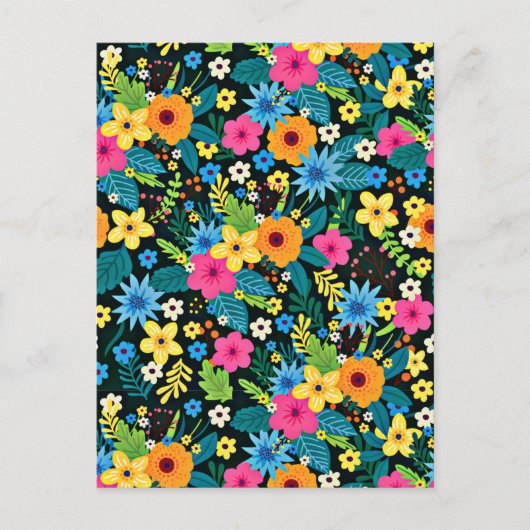 Vibrant Ditsy Flowers Floral Pattern-43785 ポストカード (正面)