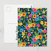 Vibrant Ditsy Flowers Floral Pattern Design-43785 ポストカード (正面/裏面)